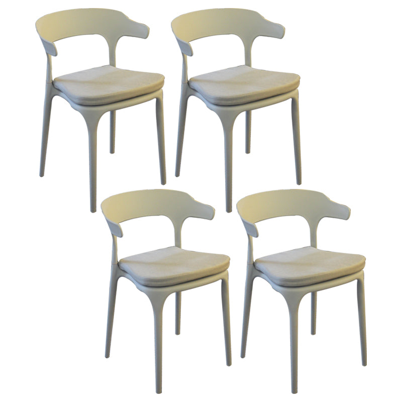 Sillas de comedor estilo Glam, sillas auxiliares sin brazos de plástico para cocina y comedor (juego de 4)
