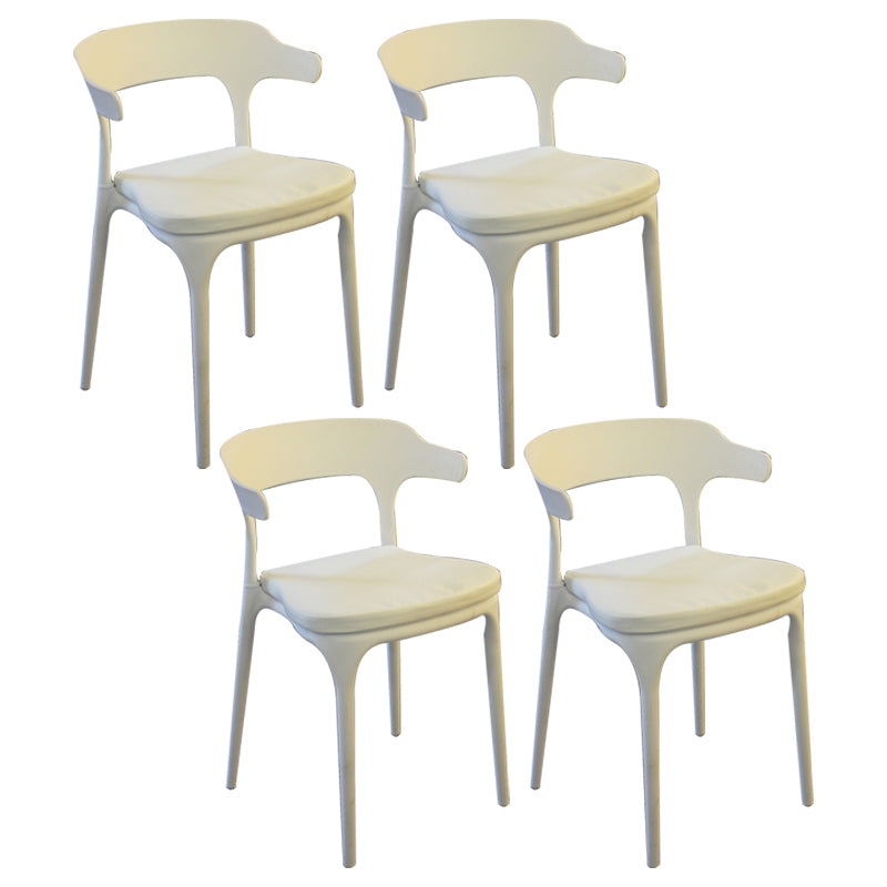 Sillas de comedor estilo Glam, sillas auxiliares sin brazos de plástico para cocina y comedor (juego de 4)