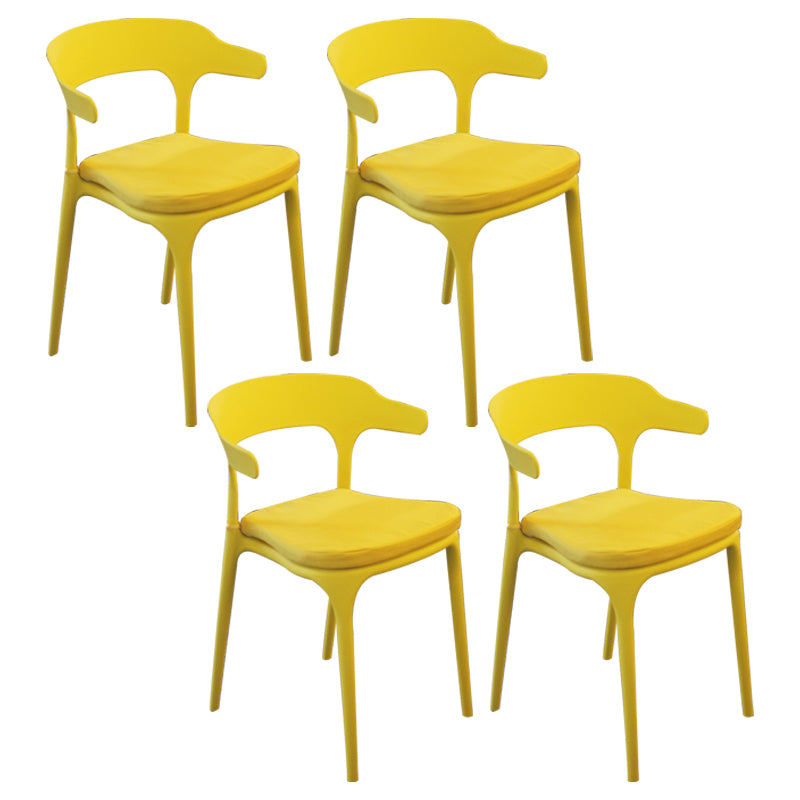 Sillas de comedor estilo Glam, sillas auxiliares sin brazos de plástico para cocina y comedor (juego de 4)