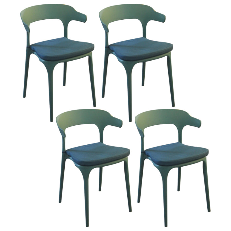 Sillas de comedor estilo Glam, sillas auxiliares sin brazos de plástico para cocina y comedor (juego de 4)