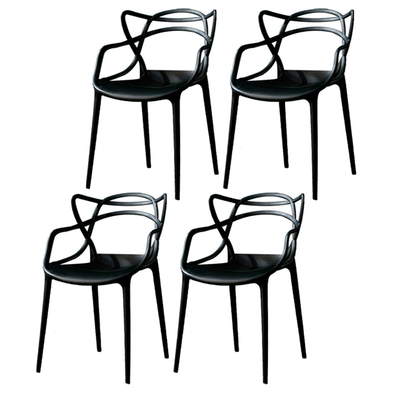 Sillas de comedor estilo Glam, sillas laterales de plástico para cocina y comedor (juego de 4)