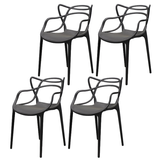 Sillas de comedor estilo Glam, sillas laterales de plástico para cocina y comedor (juego de 4)