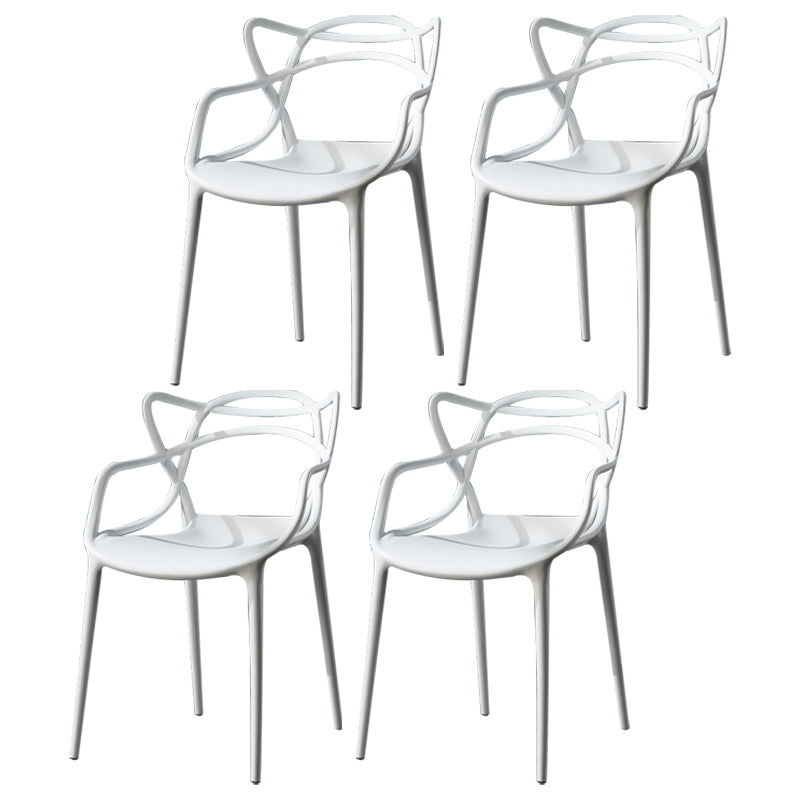 Sillas de comedor estilo Glam, sillas laterales de plástico para cocina y comedor (juego de 4)