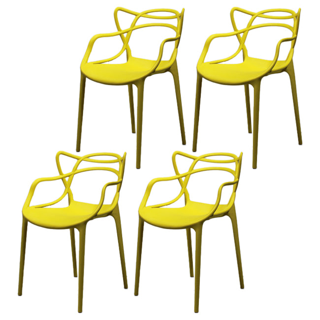 Sillas de comedor estilo Glam, sillas laterales de plástico para cocina y comedor (juego de 4)