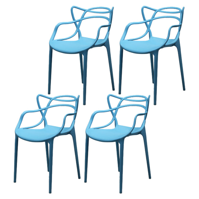 Sillas de comedor estilo Glam, sillas laterales de plástico para cocina y comedor (juego de 4)