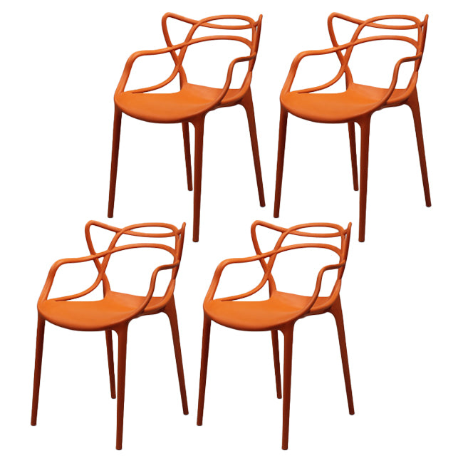 Sillas de comedor estilo Glam, sillas laterales de plástico para cocina y comedor (juego de 4)