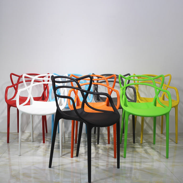 Sillas de comedor estilo Glam, sillas laterales de plástico para cocina y comedor (juego de 4)