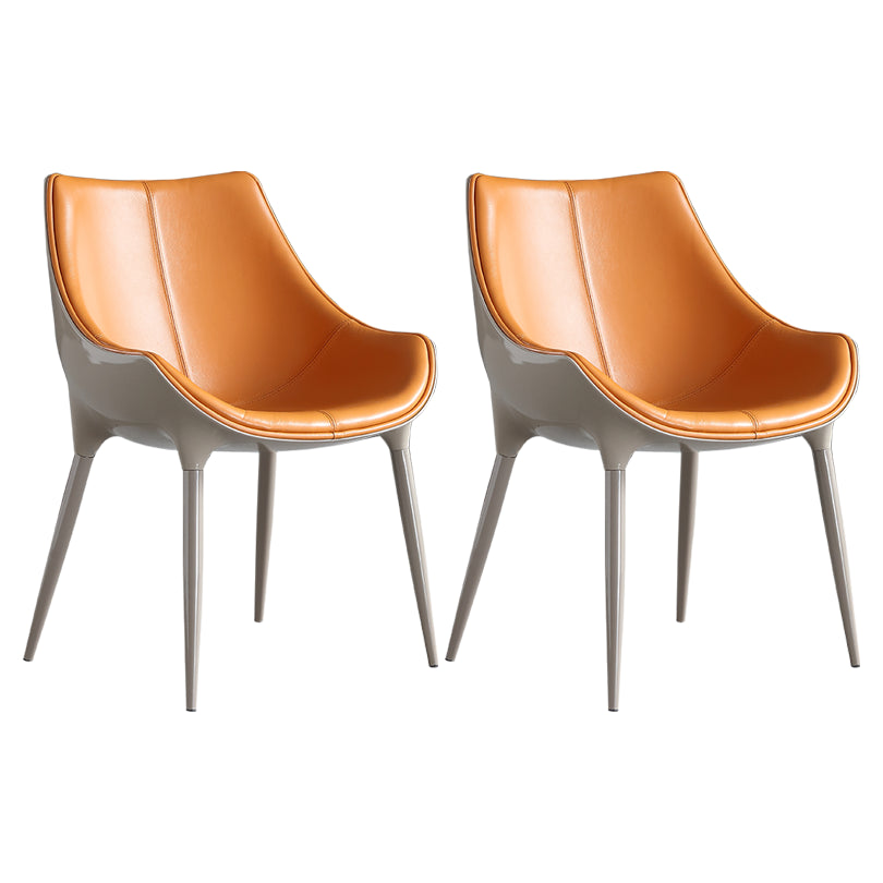 Sillas auxiliares de comedor estilo moderno Silla auxiliar con brazo de cocina y patas de metal (juego de 2)