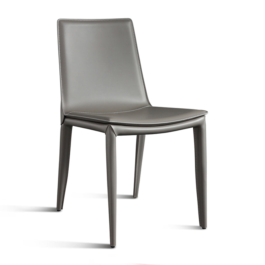 Sillas de cuero de diseño simple, silla lateral con respaldo sólido para comedor (juego de 2)