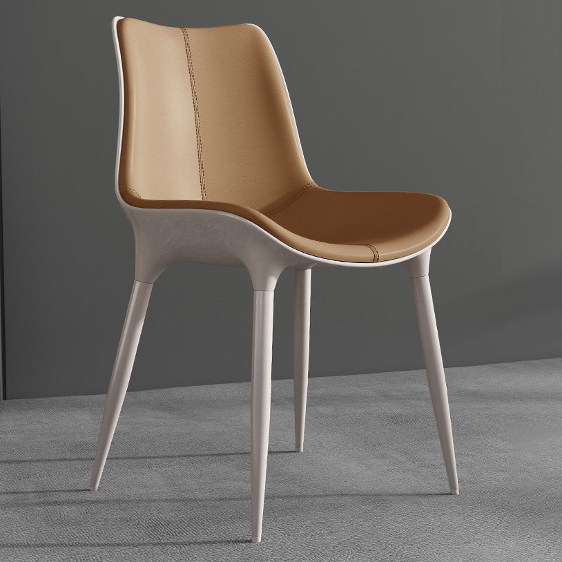 Sillas de comedor de cuero de estilo moderno, sillas tapizadas con respaldo sólido (juego de 2)