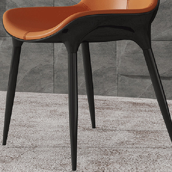 Sillas de comedor de cuero de estilo moderno, sillas tapizadas con respaldo sólido (juego de 2)