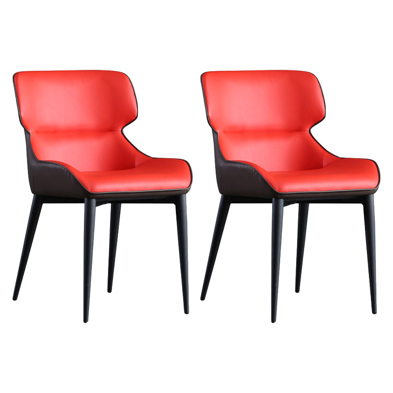Silla de comedor tapizada de metal con respaldo industrial para el hogar (juego de 2)