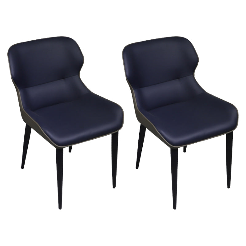 Silla de comedor tapizada de metal con respaldo industrial para el hogar (juego de 2)