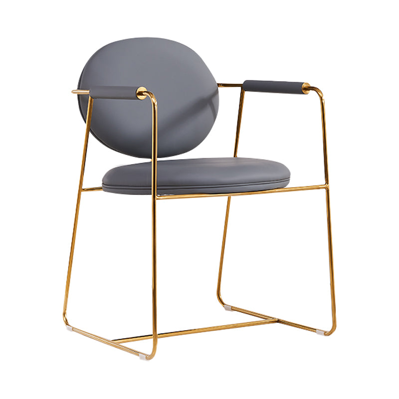 Silla de comedor tapizada de metal con respaldo abierto, sillón casero de estilo moderno