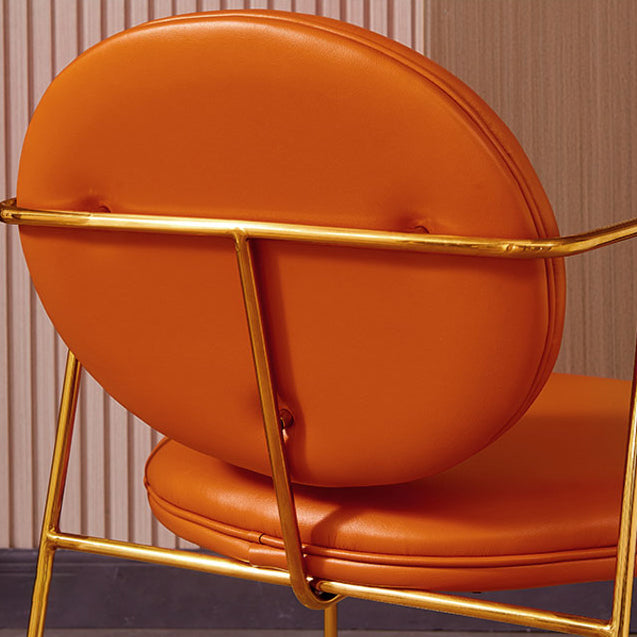 Silla de comedor tapizada de metal con respaldo abierto, sillón casero de estilo moderno