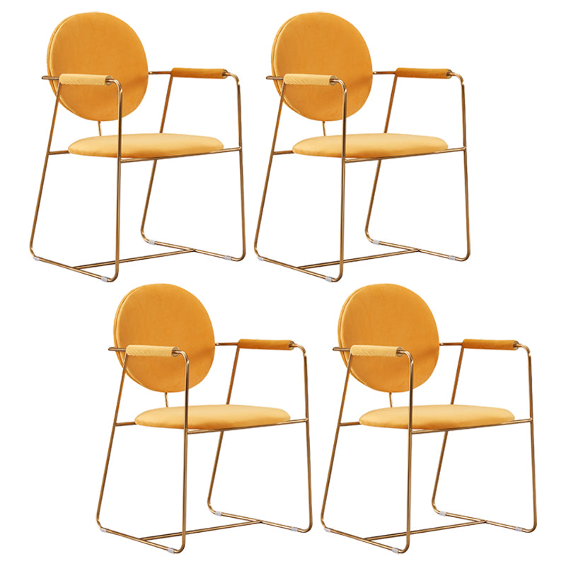 Silla de comedor tapizada de metal con respaldo abierto, sillón casero de estilo moderno