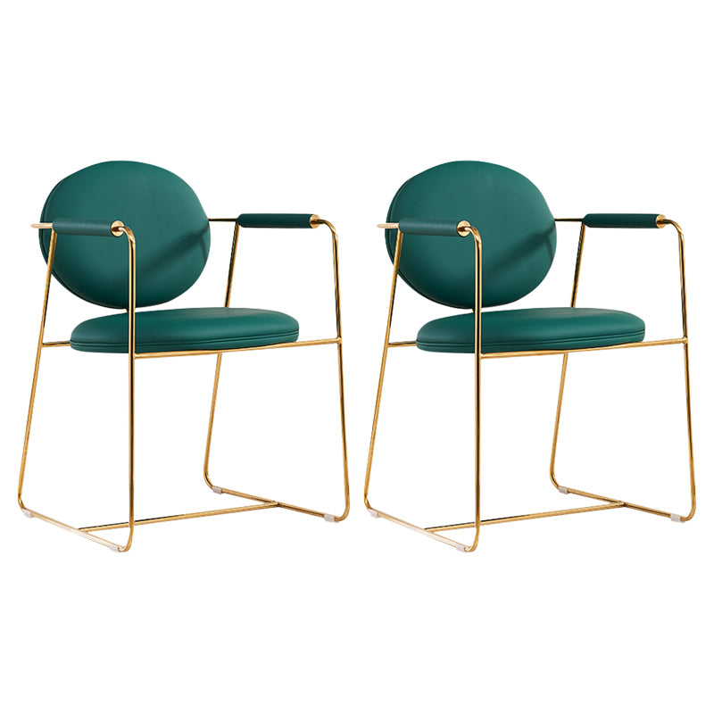 Silla de comedor tapizada de metal con respaldo abierto, sillón casero de estilo moderno