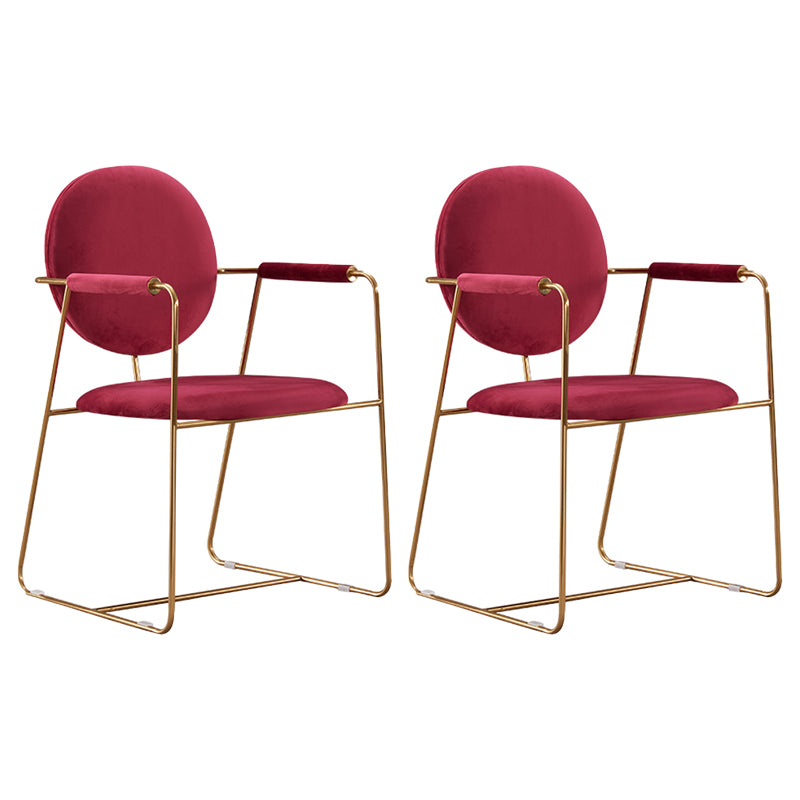 Silla de comedor tapizada de metal con respaldo abierto, sillón casero de estilo moderno