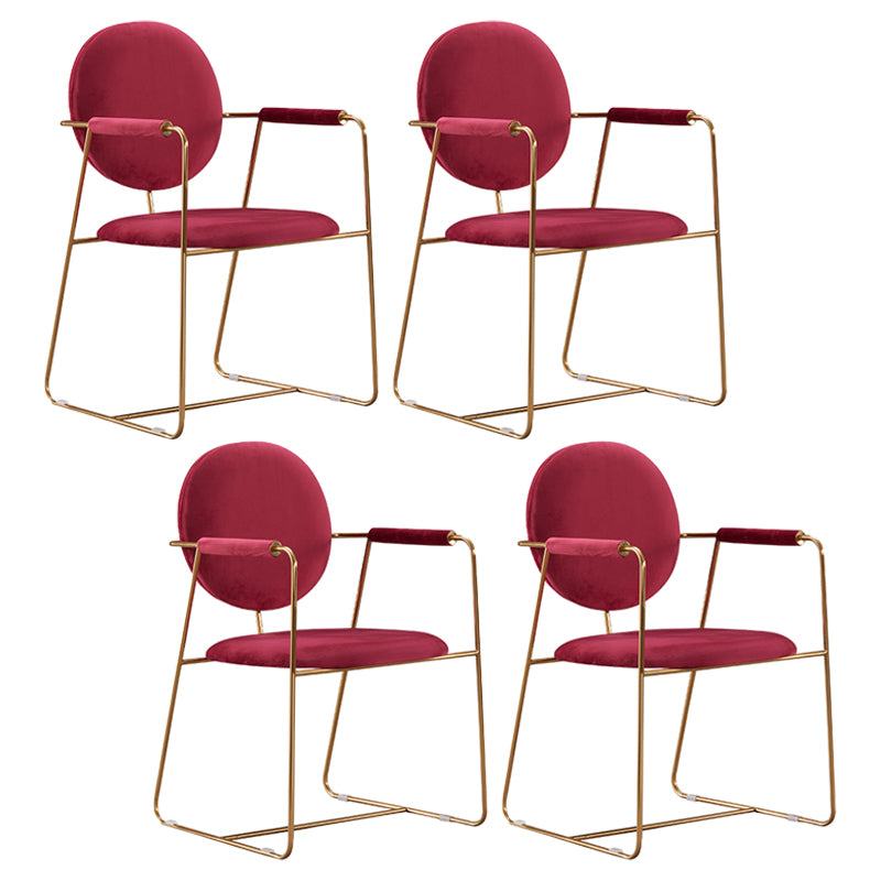 Silla de comedor tapizada de metal con respaldo abierto, sillón casero de estilo moderno