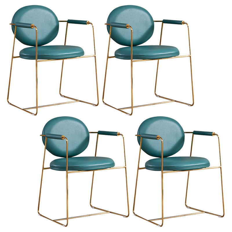 Silla de comedor tapizada de metal con respaldo abierto, sillón casero de estilo moderno