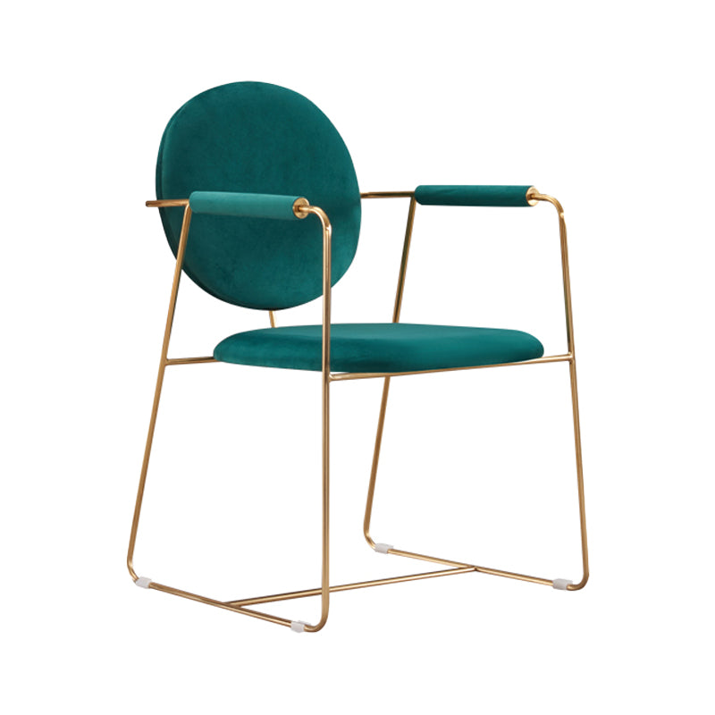 Silla de comedor tapizada de metal con respaldo abierto, sillón casero de estilo moderno