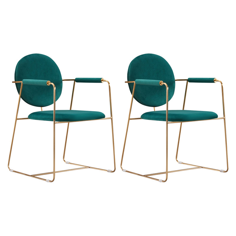 Silla de comedor tapizada de metal con respaldo abierto, sillón casero de estilo moderno