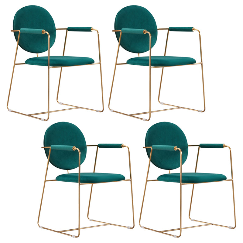 Silla de comedor tapizada de metal con respaldo abierto, sillón casero de estilo moderno
