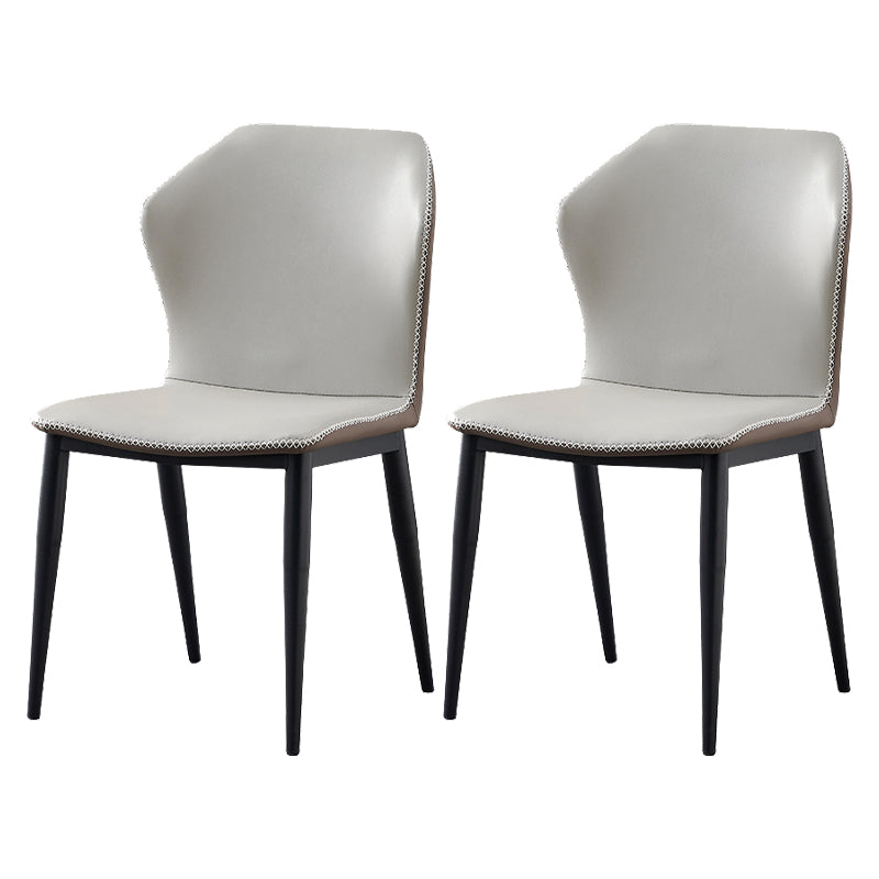 Silla de comedor de metal industrial, sin brazos, con respaldo de orejas (juego de 2)