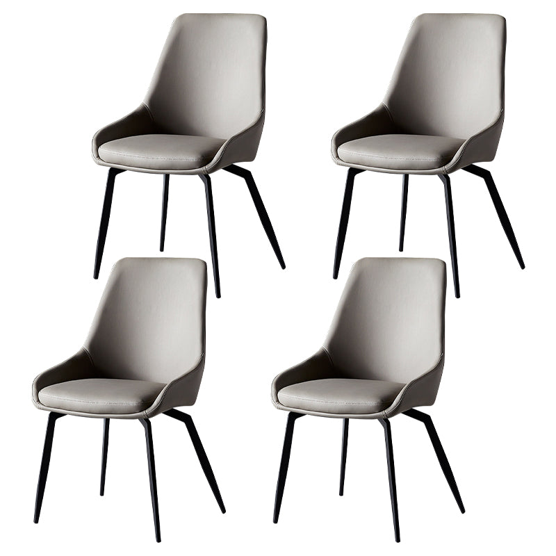 Hedendaagse metalen eetkamerstoelen faux lederen eetkamerstoelen (set van 4)