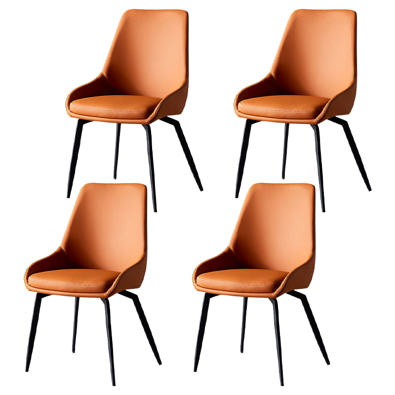 Hedendaagse metalen eetkamerstoelen faux lederen eetkamerstoelen (set van 4)