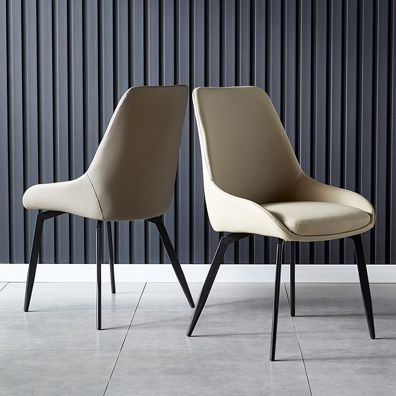 Hedendaagse metalen eetkamerstoelen faux lederen eetkamerstoelen (set van 4)