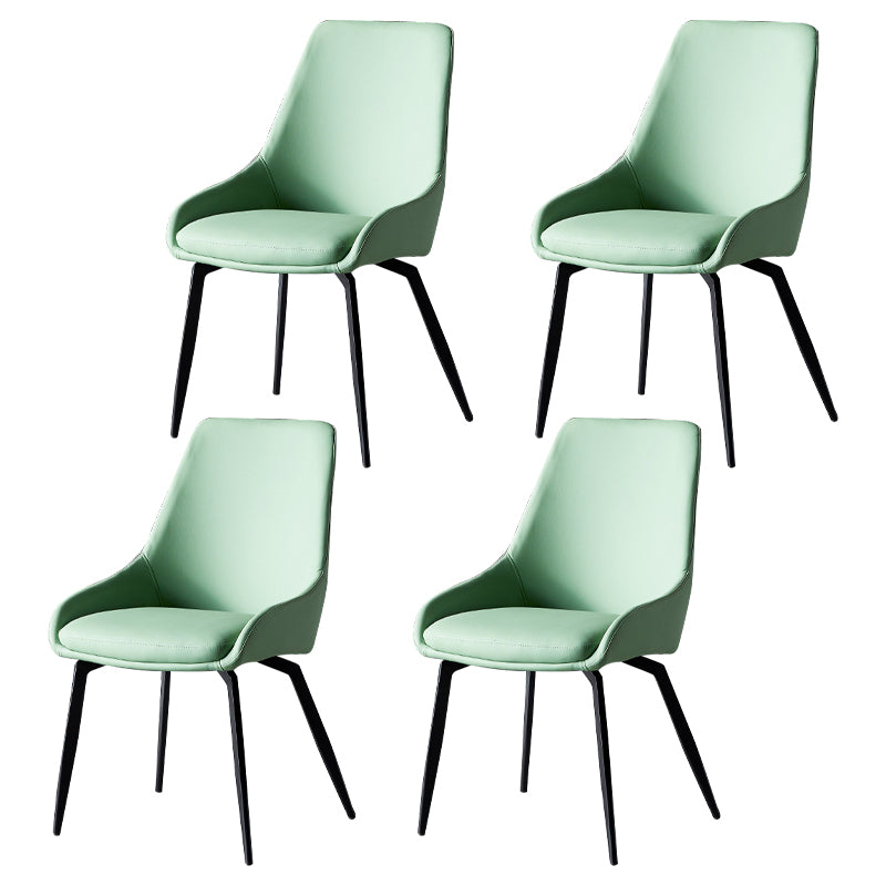 Hedendaagse metalen eetkamerstoelen faux lederen eetkamerstoelen (set van 4)