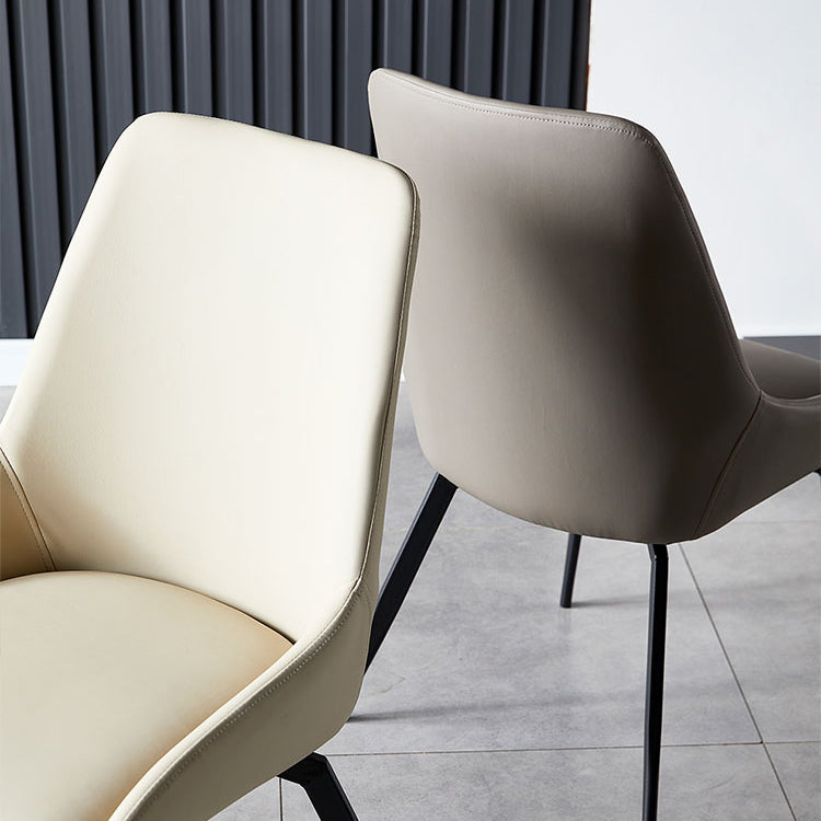 Hedendaagse metalen eetkamerstoelen faux lederen eetkamerstoelen (set van 4)