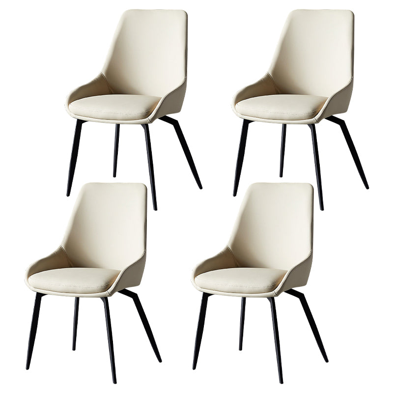Hedendaagse metalen eetkamerstoelen faux lederen eetkamerstoelen (set van 4)