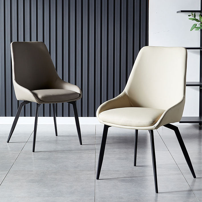 Hedendaagse metalen eetkamerstoelen faux lederen eetkamerstoelen (set van 4)