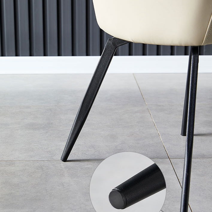Hedendaagse metalen eetkamerstoelen faux lederen eetkamerstoelen (set van 4)