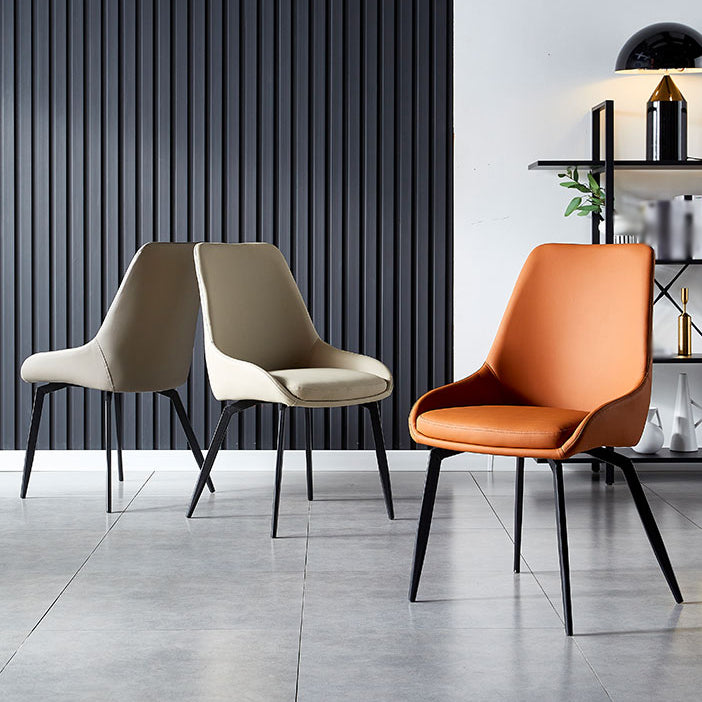 Hedendaagse metalen eetkamerstoelen faux lederen eetkamerstoelen (set van 4)