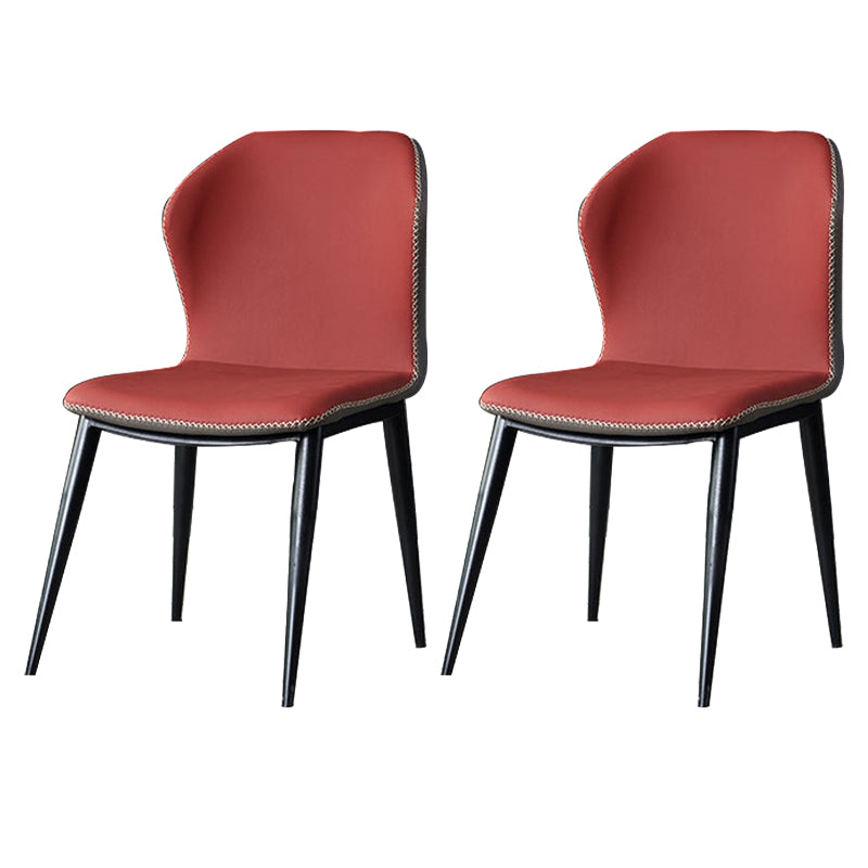 Sillas de comedor con respaldo estilo industrial Sillas de comedor de cuero sin brazos (juego de 2)