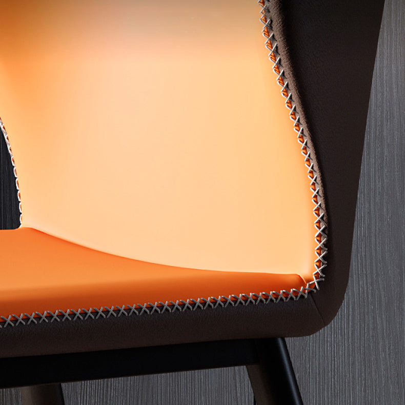 Sillas de comedor con respaldo estilo industrial Sillas de comedor de cuero sin brazos (juego de 2)