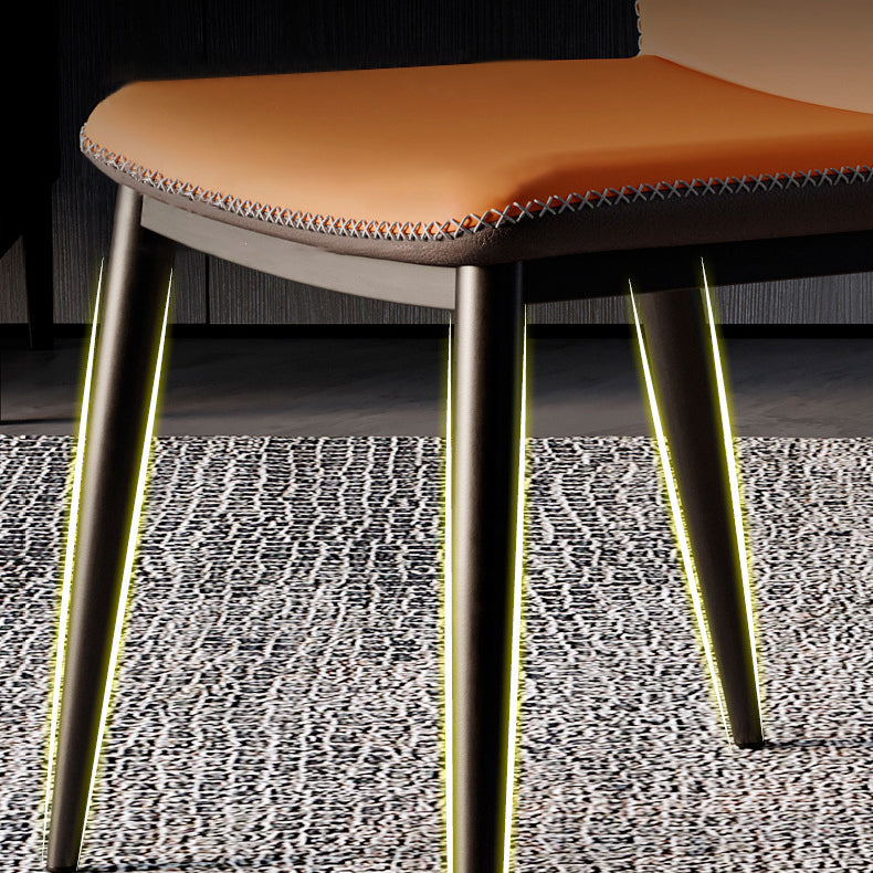 Sillas de comedor con respaldo estilo industrial Sillas de comedor de cuero sin brazos (juego de 2)