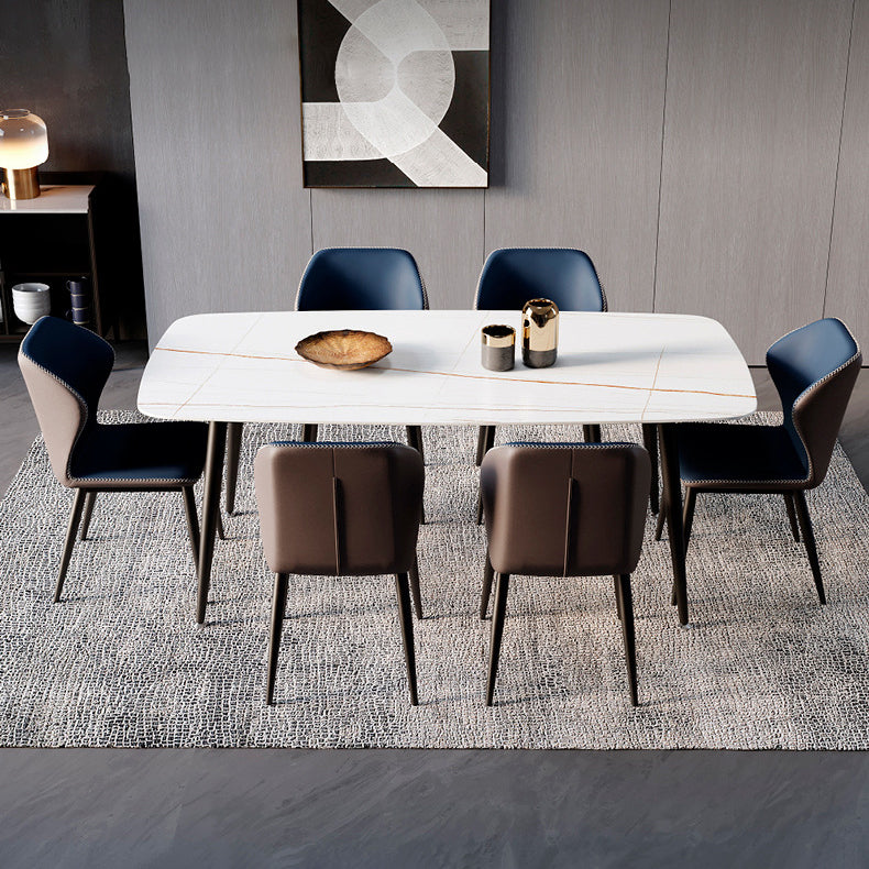 Sillas de comedor con respaldo estilo industrial Sillas de comedor de cuero sin brazos (juego de 2)