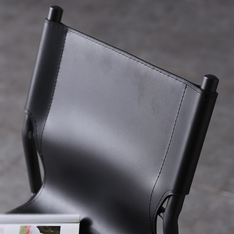 Sillas de comedor de cuero de estilo industrial Sillas laterales de comedor sin brazos con respaldo sólido (juego de 2)