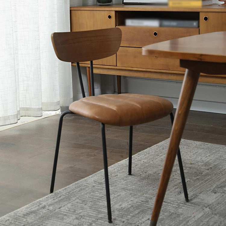 Silla de comedor tapizada sin brazos estilo industrial con respaldo abierto (juego de 2)