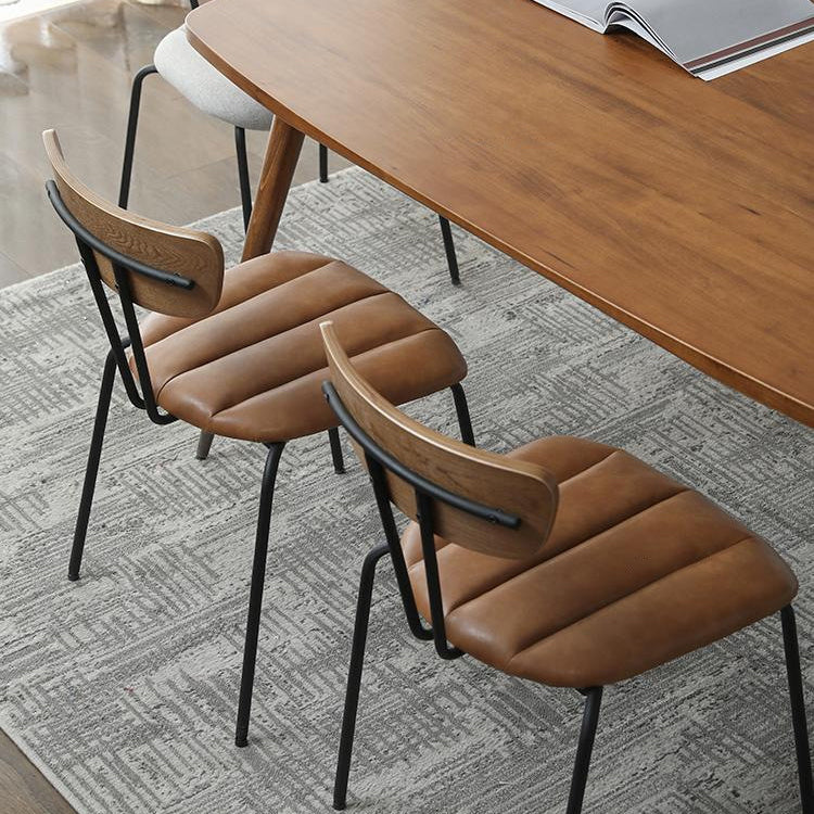Silla de comedor tapizada sin brazos estilo industrial con respaldo abierto (juego de 2)