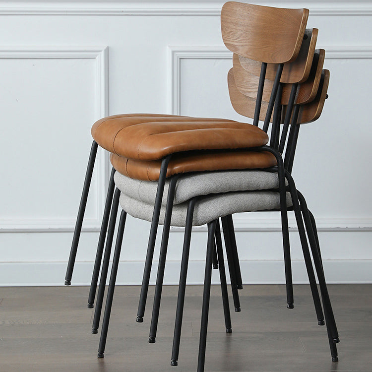 Silla de comedor tapizada sin brazos estilo industrial con respaldo abierto (juego de 2)