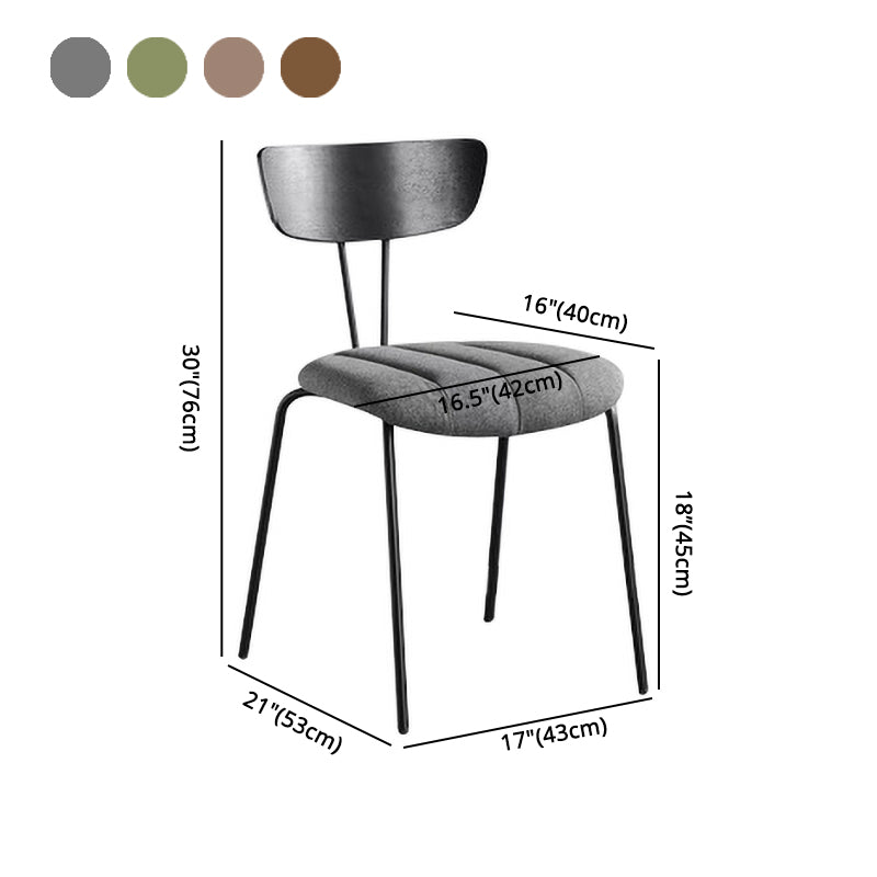 Silla de comedor tapizada sin brazos estilo industrial con respaldo abierto (juego de 2)