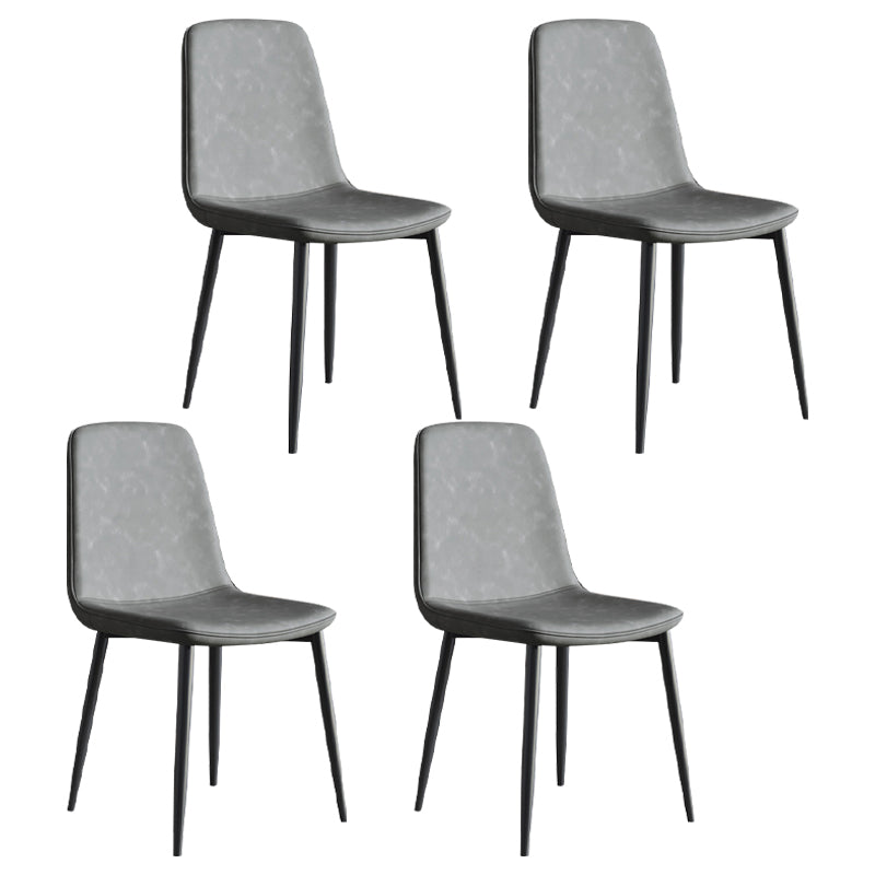 Industrial Metal Dining Room Chair PU Leather Armless Chairs for Home Use (Set of 4)