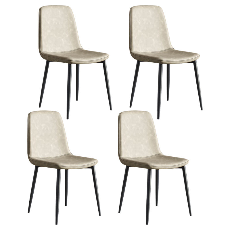 Industrial Metal Dining Room Chair PU Leather Armless Chairs for Home Use (Set of 4)