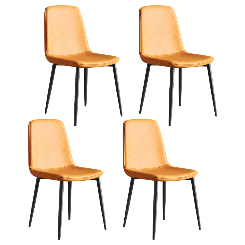 Industrial Metal Dining Room Chair PU Leather Armless Chairs for Home Use (Set of 4)