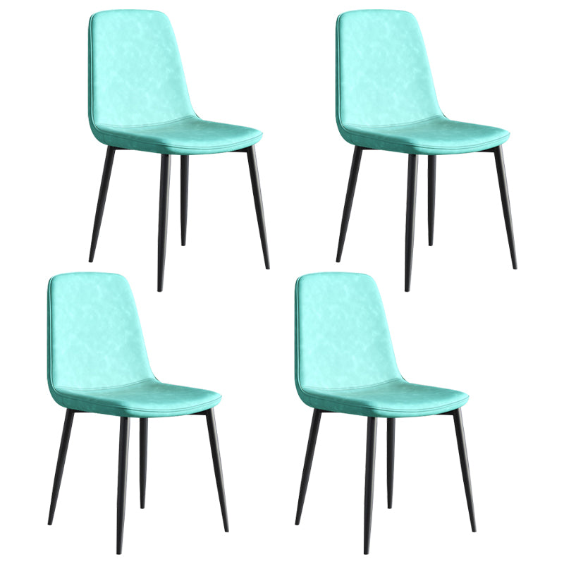Industrial Metal Dining Room Chair PU Leather Armless Chairs for Home Use (Set of 4)